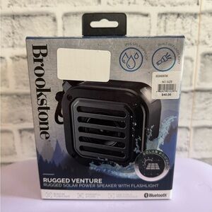 New!! Brookstone rugged venture solar power speaker with flashlight